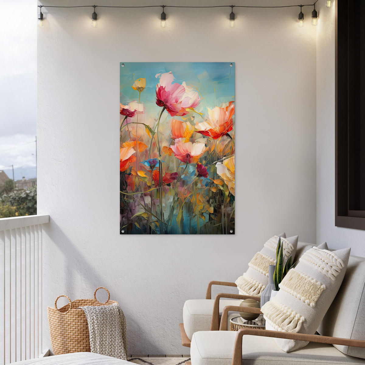 ZAHRADNÍ PLAKÁT Květiny - Akvarel - Umění - Botanické - Příroda 80x120 cm - pomerančová, plast (80/120/0.2cm) - OnlyWow