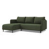 ECKSOFA mit Schlaffunktion Strukturstoff Stoff Grün - Schwarz/Olivgrün, Holz/Textil (162/236cm) - Makamii