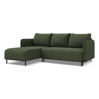 ECKSOFA mit Schlaffunktion Strukturstoff Stoff Grün - Schwarz/Olivgrün, Holz/Textil (162/236cm) - Makamii
