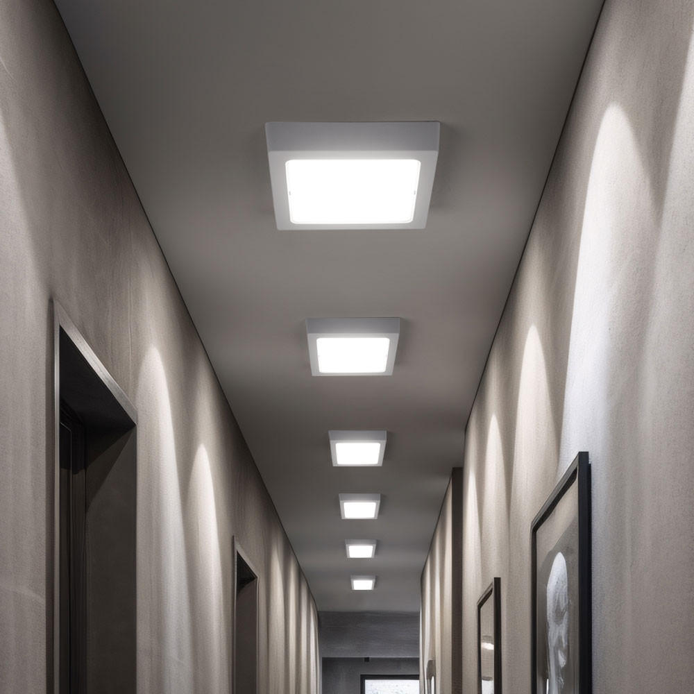 LED DECKENLEUCHTE Aufbau Weiß 6er Set - Weiß, Metall (16.7/16.7/3.1cm)