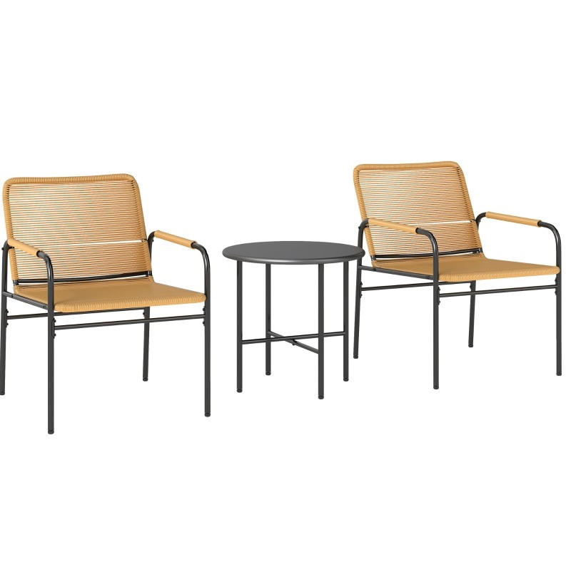 BALKONMÖBEL-SET 54/66/76 cm gelb aus Stahl mit 2 Stühlen und Tisch - Gelb, Metall - OKWISH