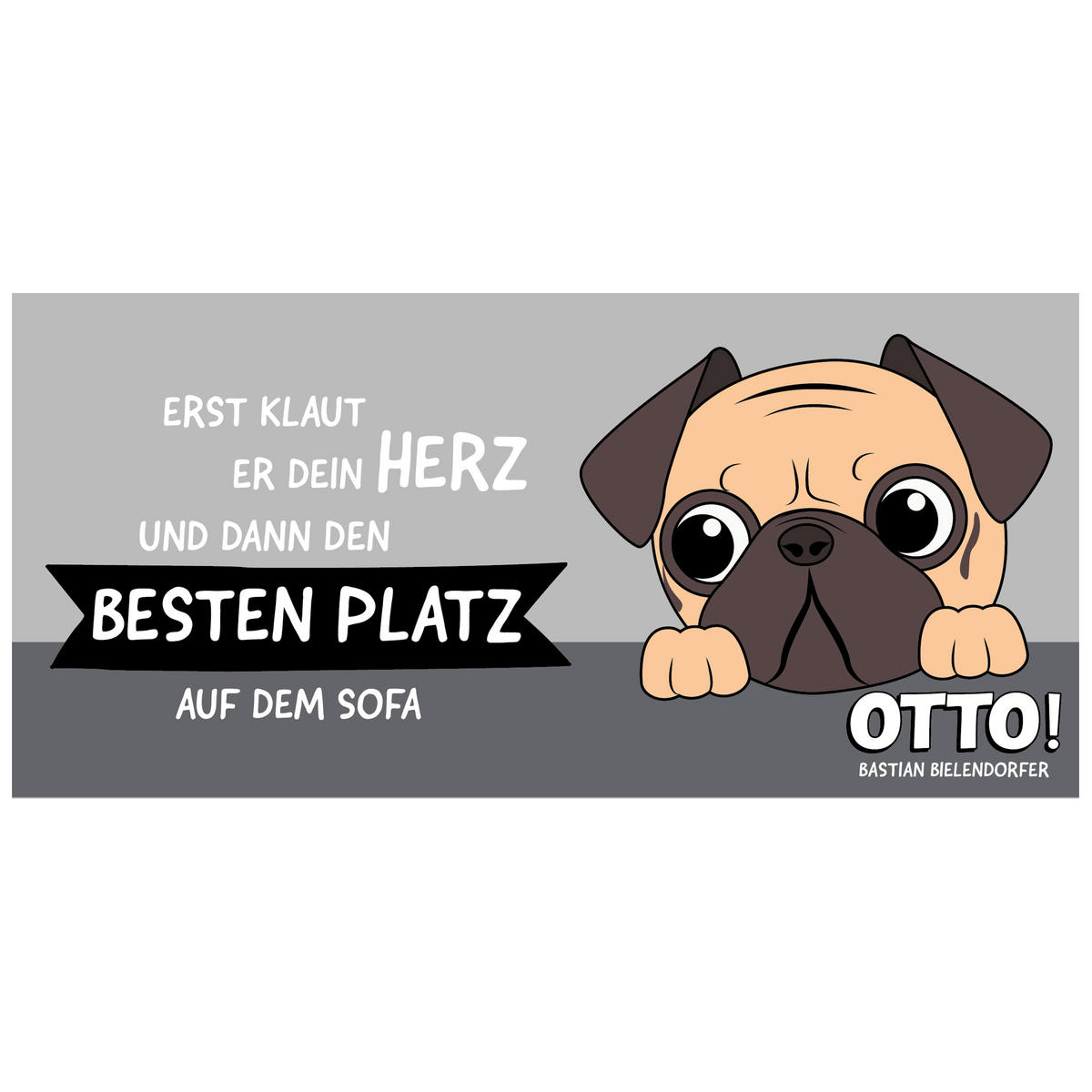 KAFFEEBECHER Bastian Bielendorfer Mops Otto! Erst klaut er dein Herz Weiß 320 ml - Weiß, Keramik (0.32L) - United Labels