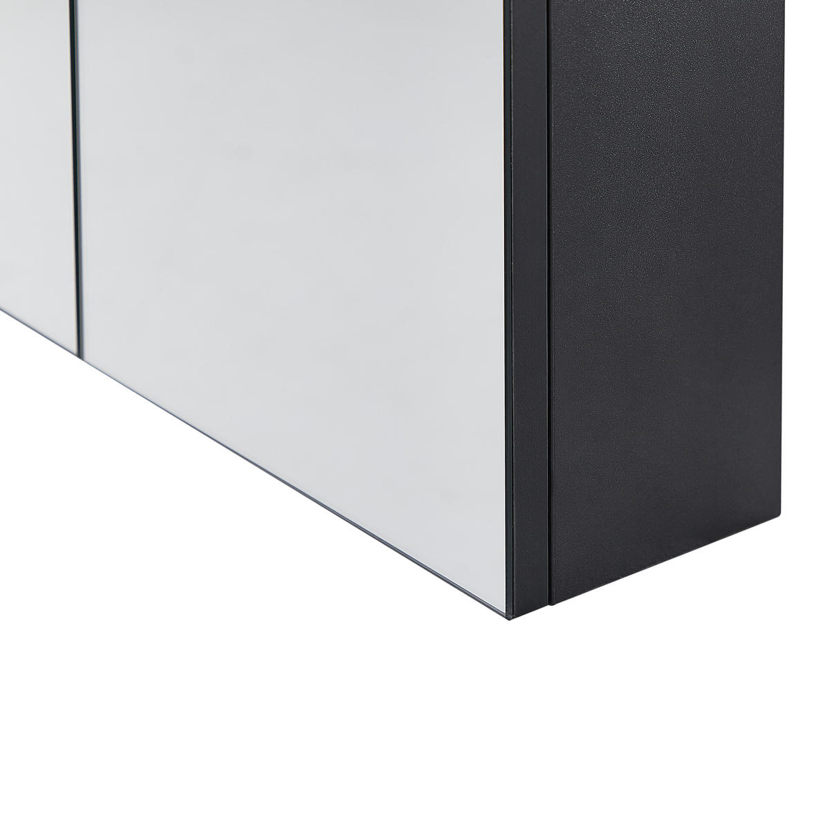 KOUPELNOVÁ ZRCADLOVÁ SKŘÍŇKA 60/60 cm Černá Navarra - černá/stříbrná, kompozitní dřevo (60/60/14cm) - Beliani