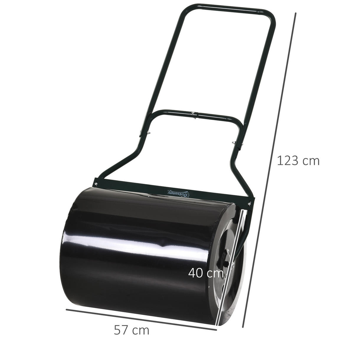 RASENWALZE mit U-Griff, Gartenwalze, Gartenrolle, 40 cm Durchmesser, Metall, Schwarz - Multicolor, Metall (40/123/57cm) - Outsunny