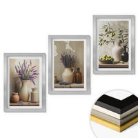 WANDBILDER 3er Set - 20x30 cm Silberner Rahmen - Blumen in Vasen, Oliven, Dekorationen - Silberfarben, Kunststoff (20/30cm) - ArtPrintCave