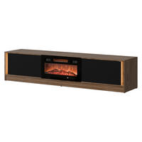 TV-LOWBOARD Mizu mit Kamin - Nussbaumfarben/Schwarz, Holzwerkstoff (180/40/39cm) - MIRJAN24