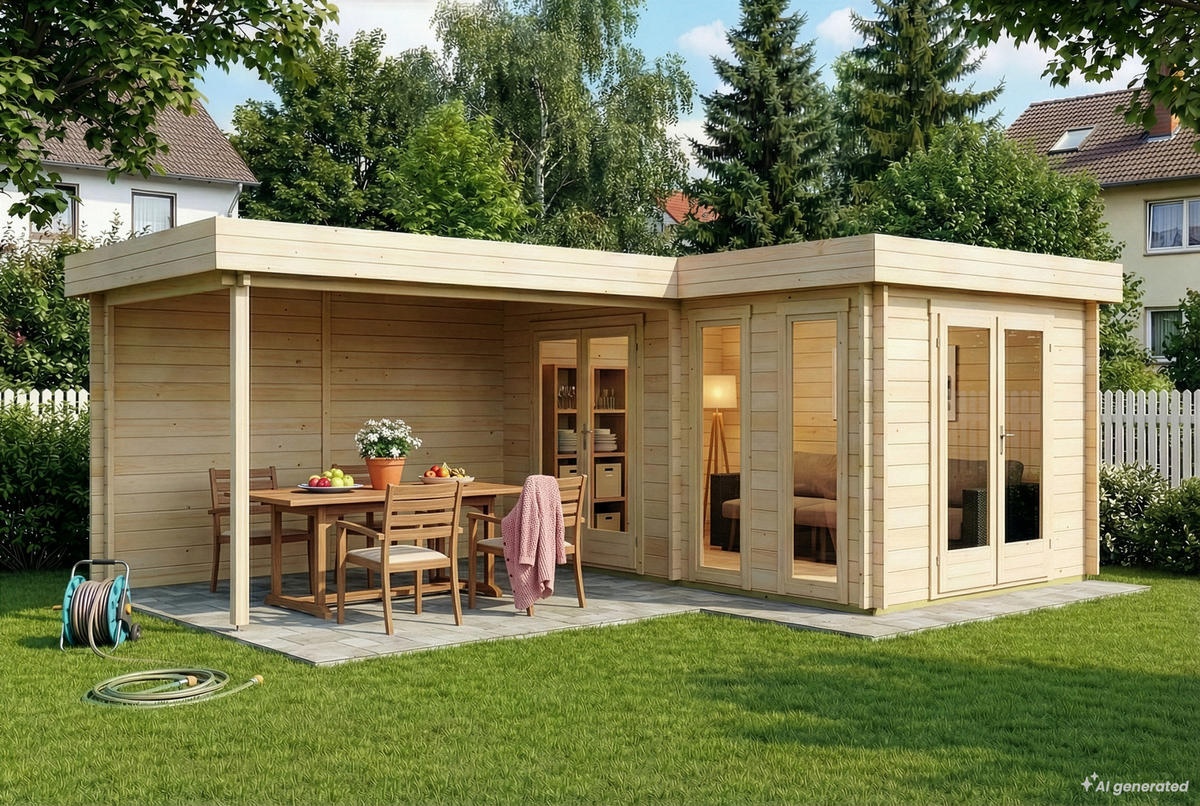 GARTENHAUS Holz Quinta - Naturfarben, Holz (720/228/530cm) - Alpholz
