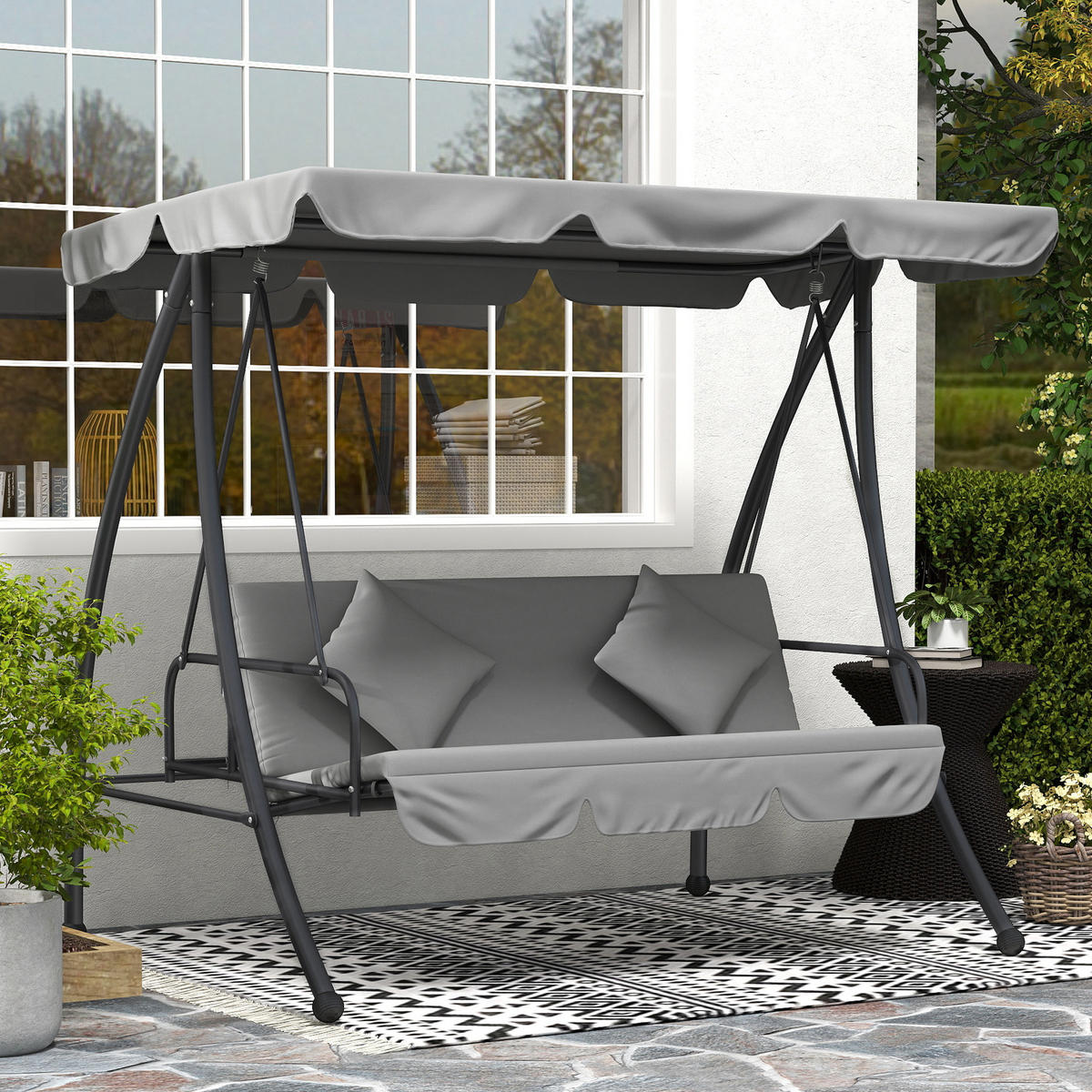 HOLLYWOODSCHAUKEL DE-15315 Hellgrau - Hellgrau, Metall (125/170/200cm) - ComfortXL