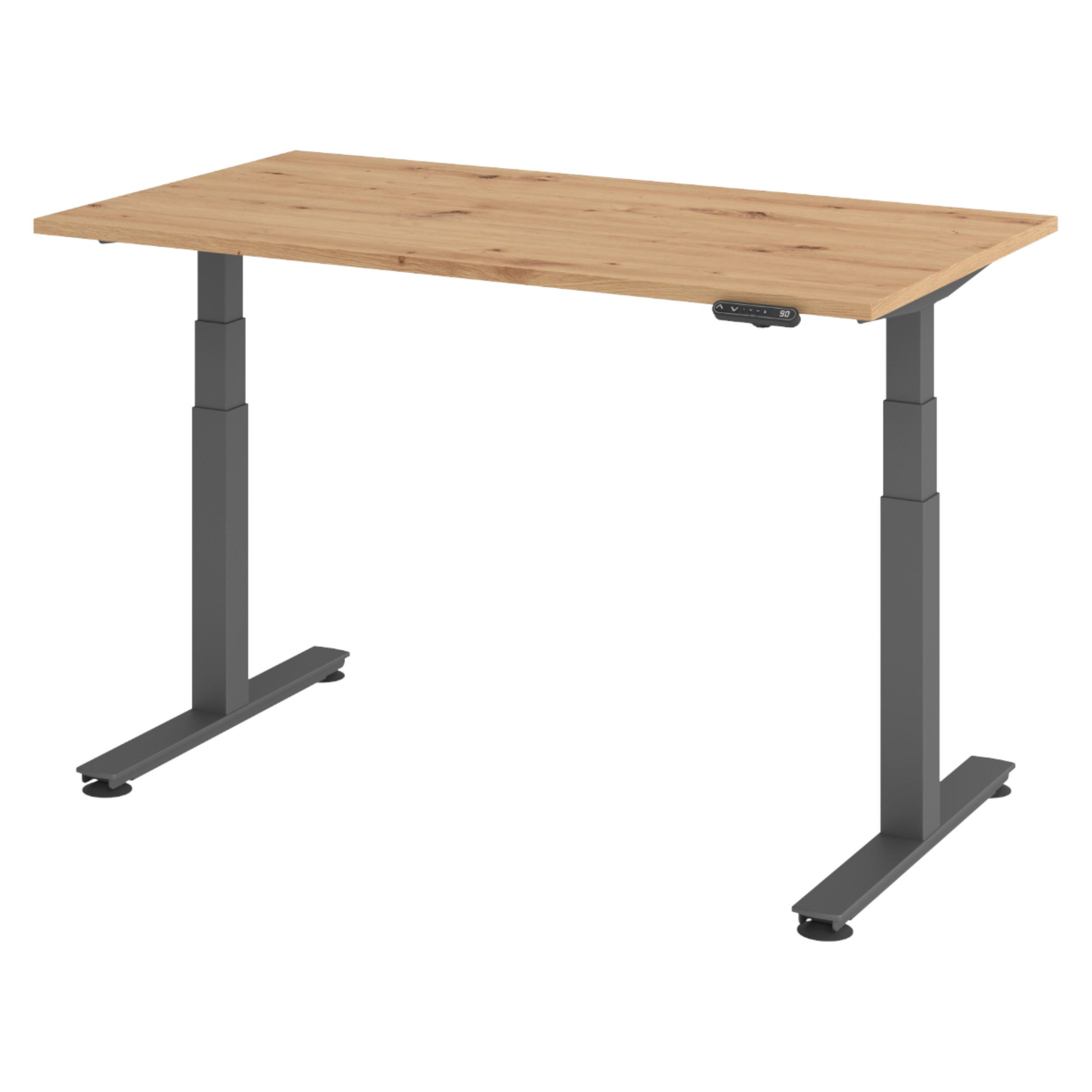 SCHREIBTISCH elektrisch XDSM 80/140/74 cm in Wildeiche/Graphitfarben - Wildeiche/Graphitfarben, Holzwerkstoff (80/140/74cm) - bümö