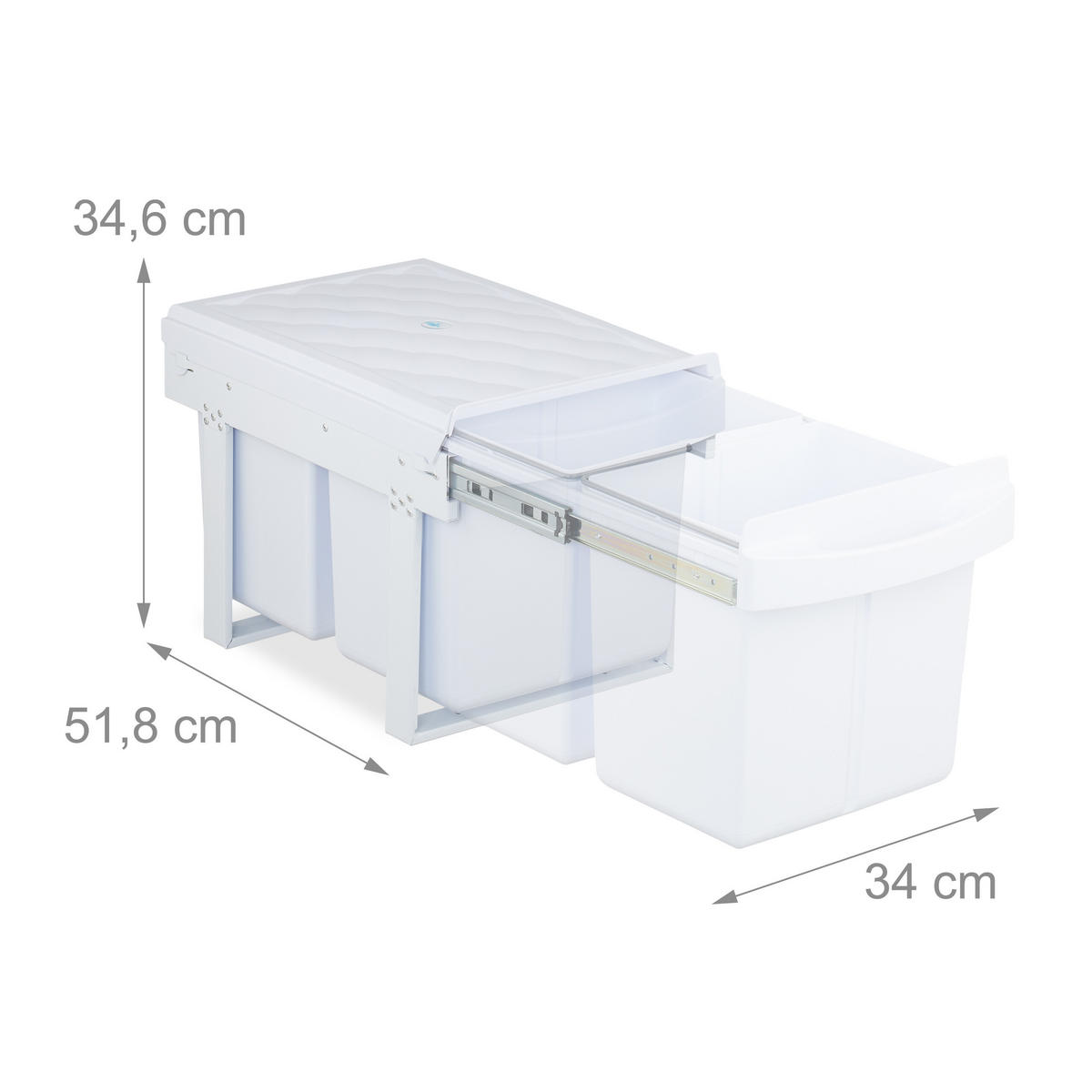 EINBAUMÜLLEIMER - Weiß, Kunststoff/Metall (34/34.6/51.8cm) - Relaxdays