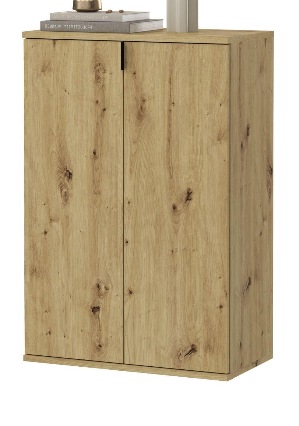 SCHUHSCHRANK Artisan Eiche 61 cm, Flurschrank mit flexibler Inneneinteilung - Schwarz/Eiche Artisan, Holzwerkstoff/Metall (61/99/34cm) - Inn.Furn