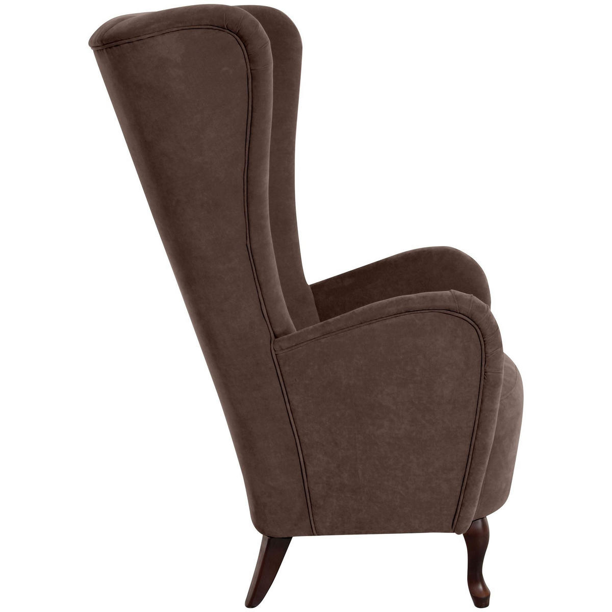 HOCHLEHNSESSEL Kailey Bezug Velourstoff Buche nussbaum dunkel / braun - Braun, Kunststoff (96/122/89cm) - 58aufmkessel