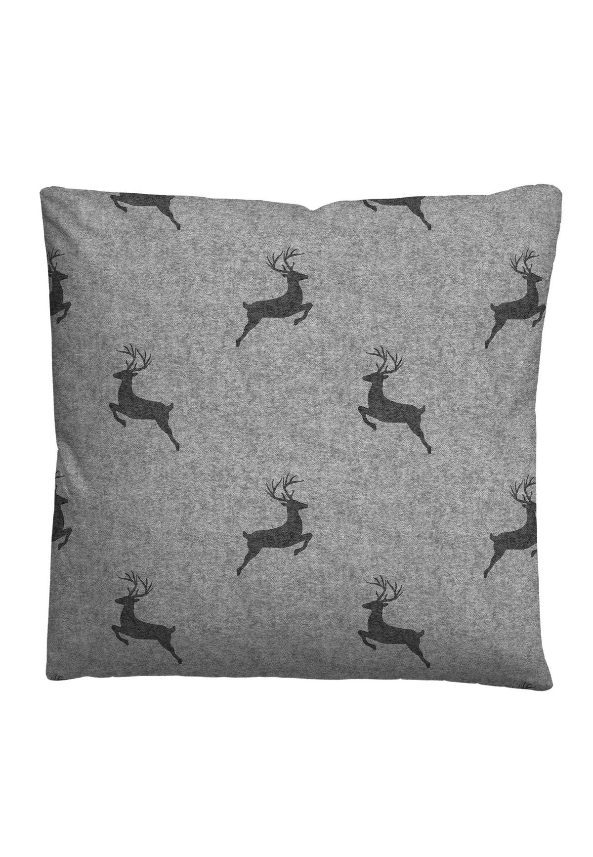 BETTWÄSCHE-GARNITUR Satin Hirsch sturmgrau, 135x200 cm + 80x80 cm - Grau, Textil (135/200cm) - biberna