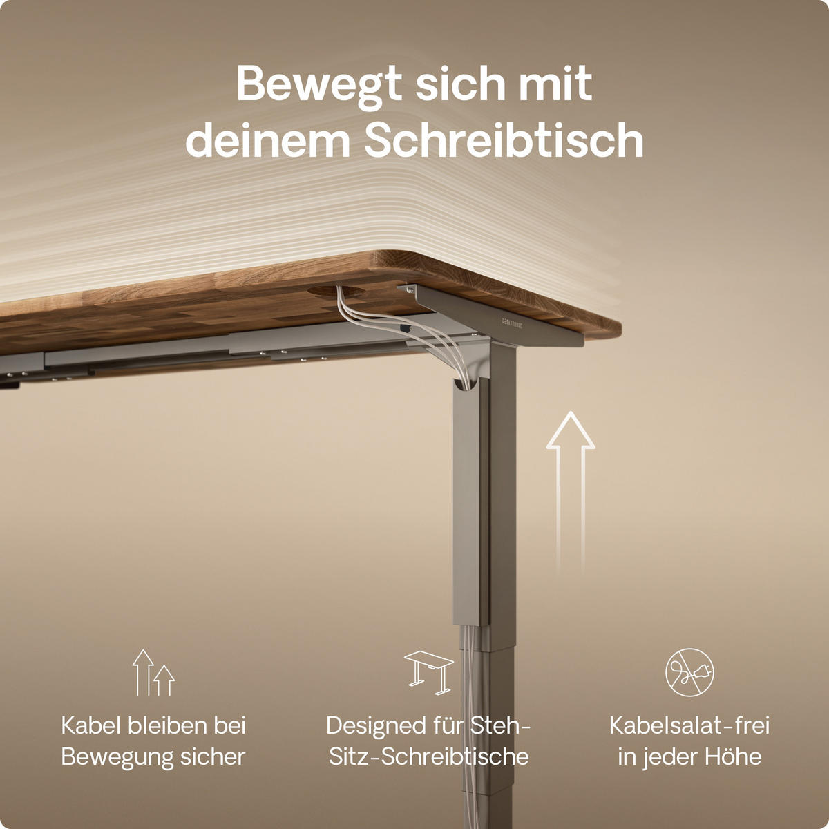 MAGNETISCHER Kabelkanal Schreibtisch Grau, 37x5x2,5cm - Grau, Metall (37/5/2.5cm) - Desktronic