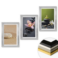 WANDBILDER 3er Set - 20x30 cm Silberner Rahmen - Entspannende Zen-Steinmotive - Silberfarben, Kunststoff (20/30cm) - ArtPrintCave