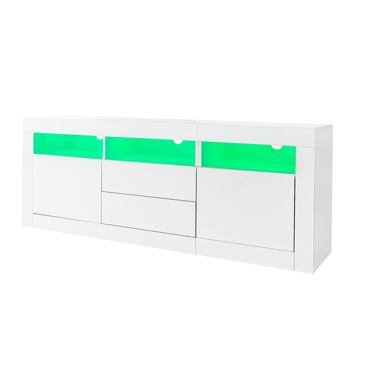 TV-LOWBOARD aus Spanplatte 160x35x60 cm Weiß mit LED-Beleuchtung, Stauraum und App-Steuerung - Weiß, Holzwerkstoff (160/60/35cm) - IVMEU