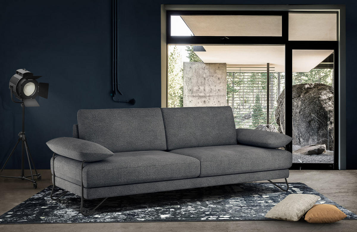 SOFA LORI 3-Sitzer, dunkelgrau - Dunkelgrau/Schwarz, Holzwerkstoff/Textil (245/87/96cm) - Courtois Laville