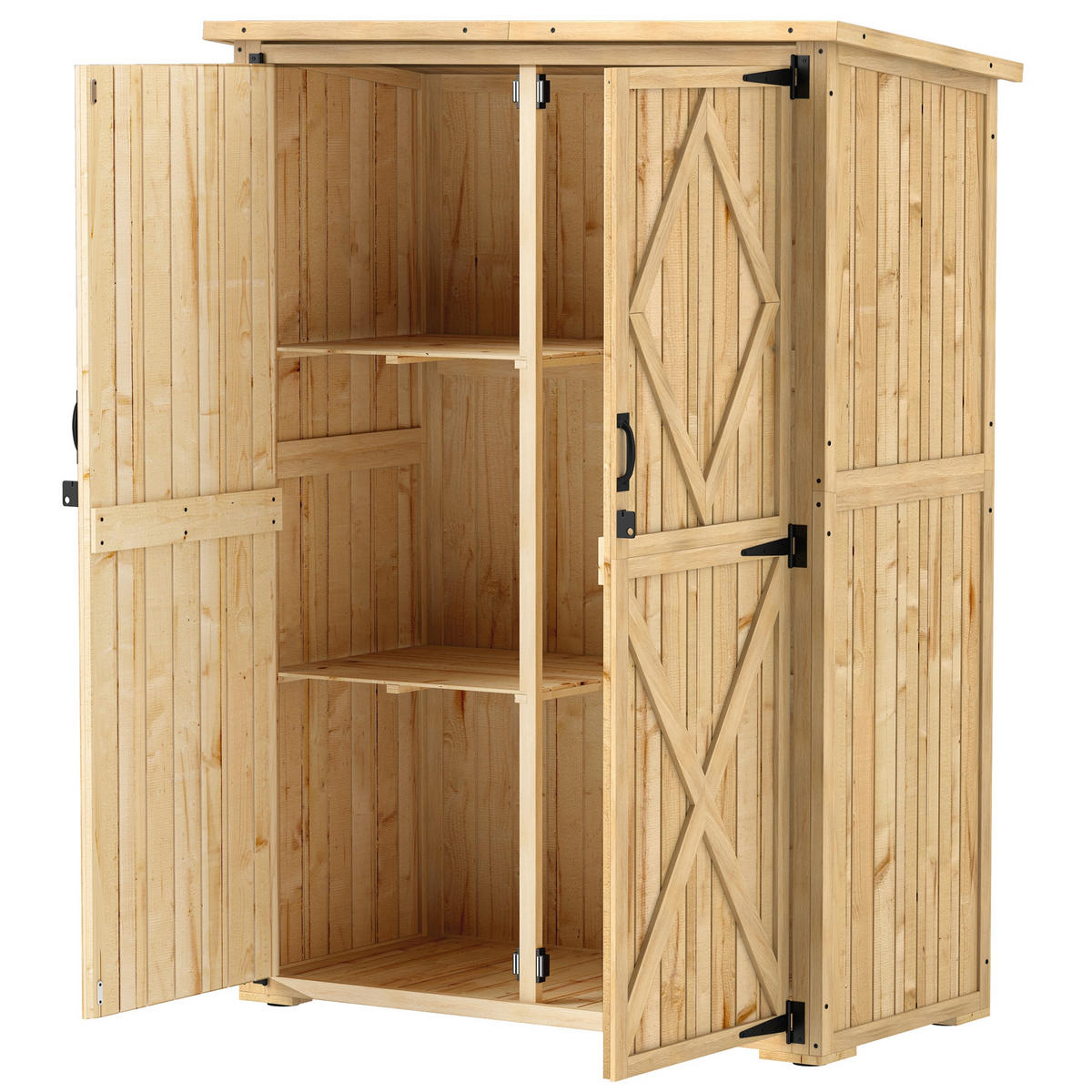 GARTENSCHUPPEN DE-09215 Hellbraun - Naturfarben, Holz (57/167/116.5cm) - ComfortXL
