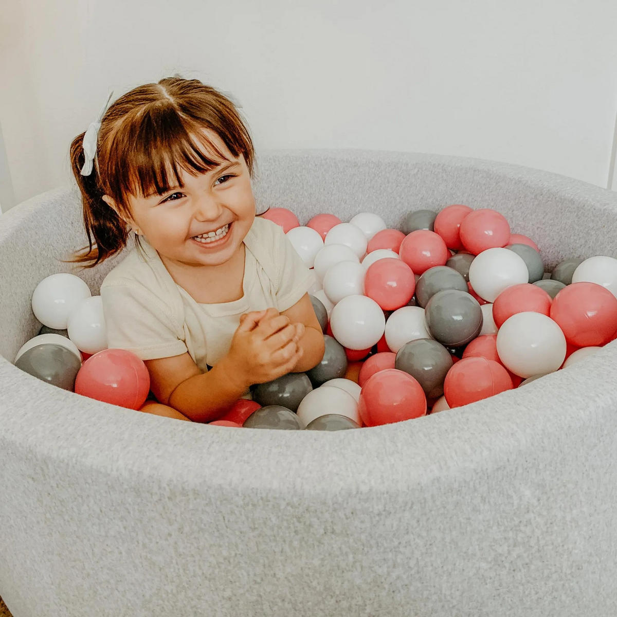 BÄLLEBAD Farbmix 90 cm Durchmesser inkl. 200 Bälle - Pink, Textil (90/30/30cm) - AngeLove