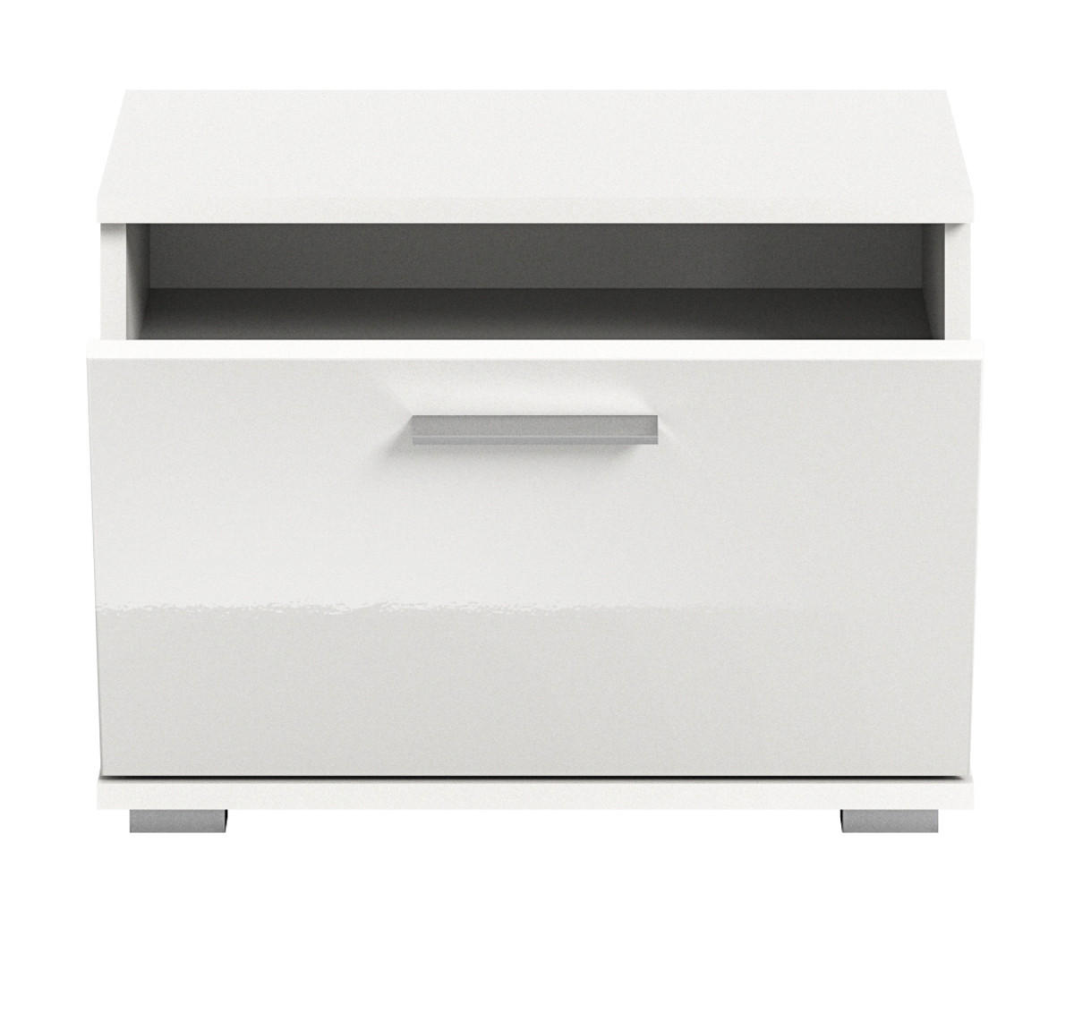 SITZBANK weiß Hochglanz 55 cm, Garderobenbank mit Stauraum - Weiß Hochglanz/Silberfarben, Holzwerkstoff/Kunststoff (55/40/37cm) - Inn.Furn