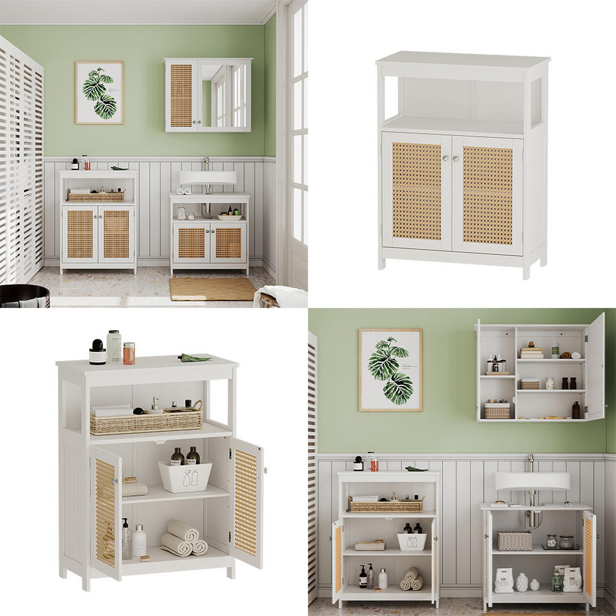 MIDISCHRANK Rosario Weiß 60 x 80 cm mit Türen und offenem Fach - Weiß, Holzwerkstoff (60/80/30cm) - Vicco