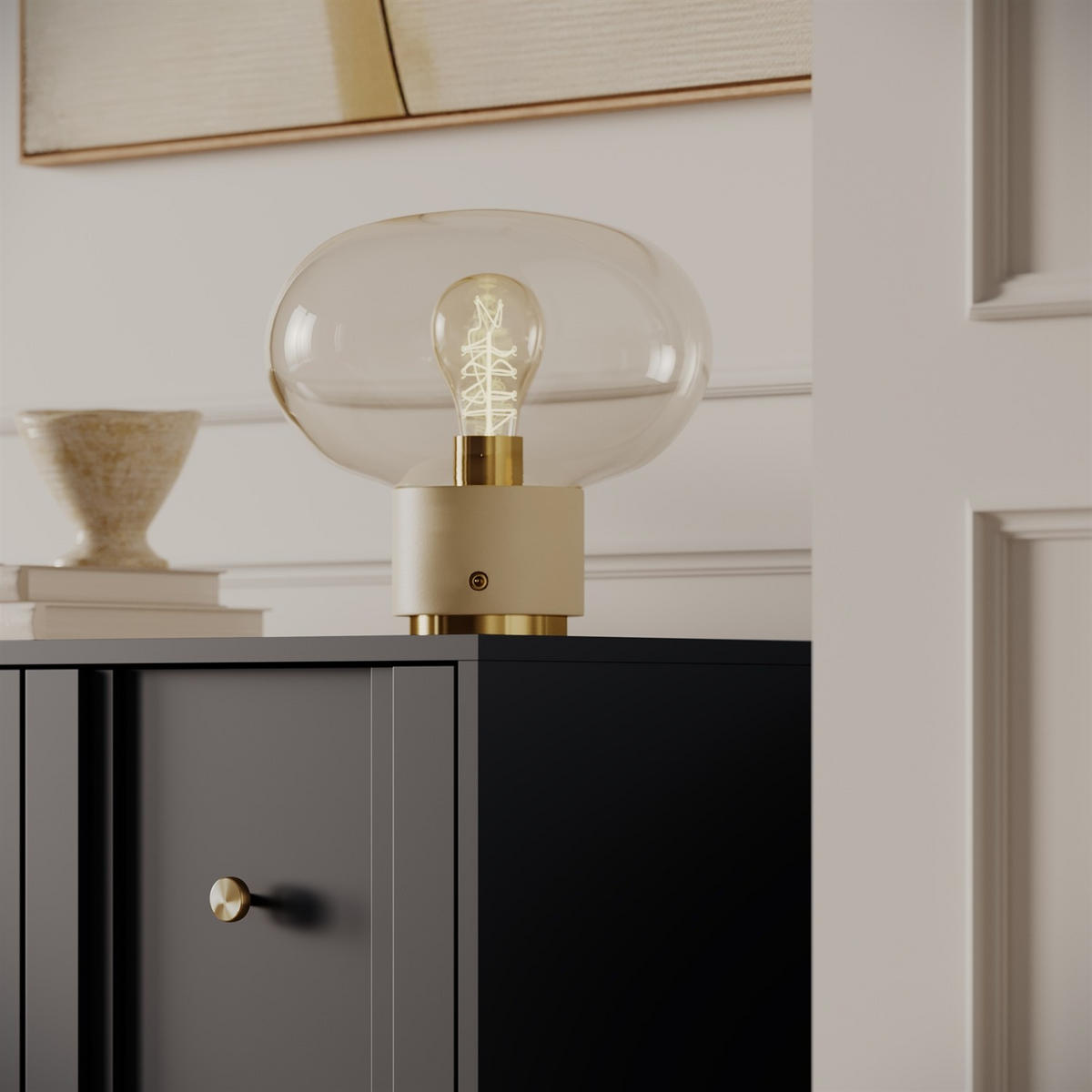 KOMMODE LIBERTY 2D auf Holzbeinen schwarz - Schwarz, Holzwerkstoff (79/82/39cm) - Lookway