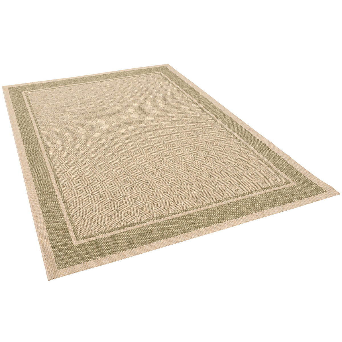 MODERN FLACHGEWEBE RUGGY KARO BORDÜRE - Beige/Grün, Textil (140/200cm) - Pergamon