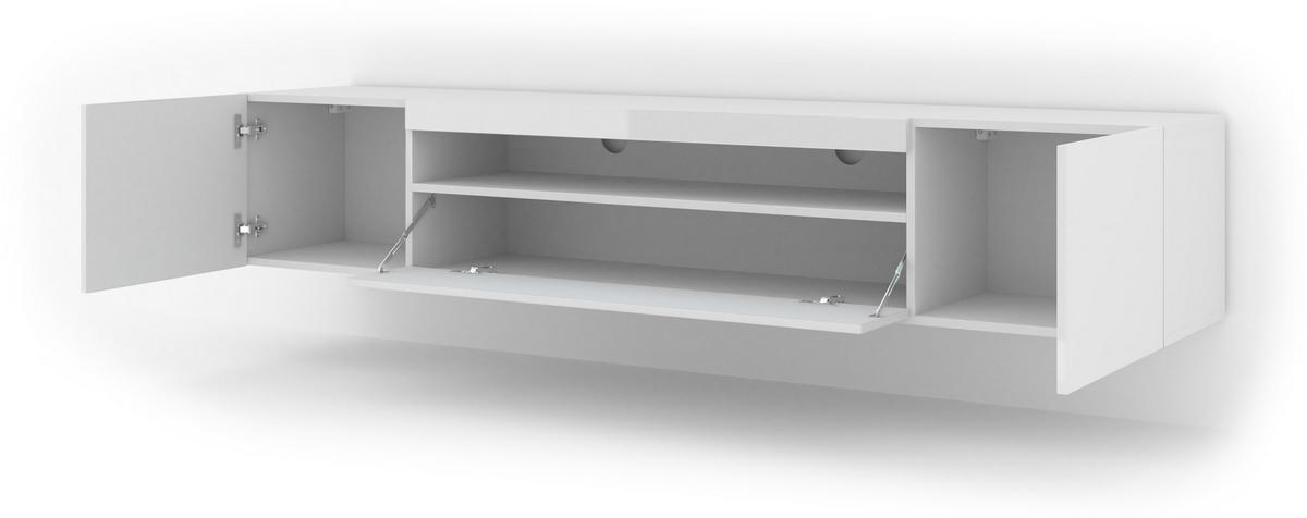 TV LOWBOARD Weiß, Weiß Hochglanz 200/42/37 - Weiß Hochglanz/Weiß, Holzwerkstoff (200/42/37cm) - RAUMHIRSCH FURNITURE