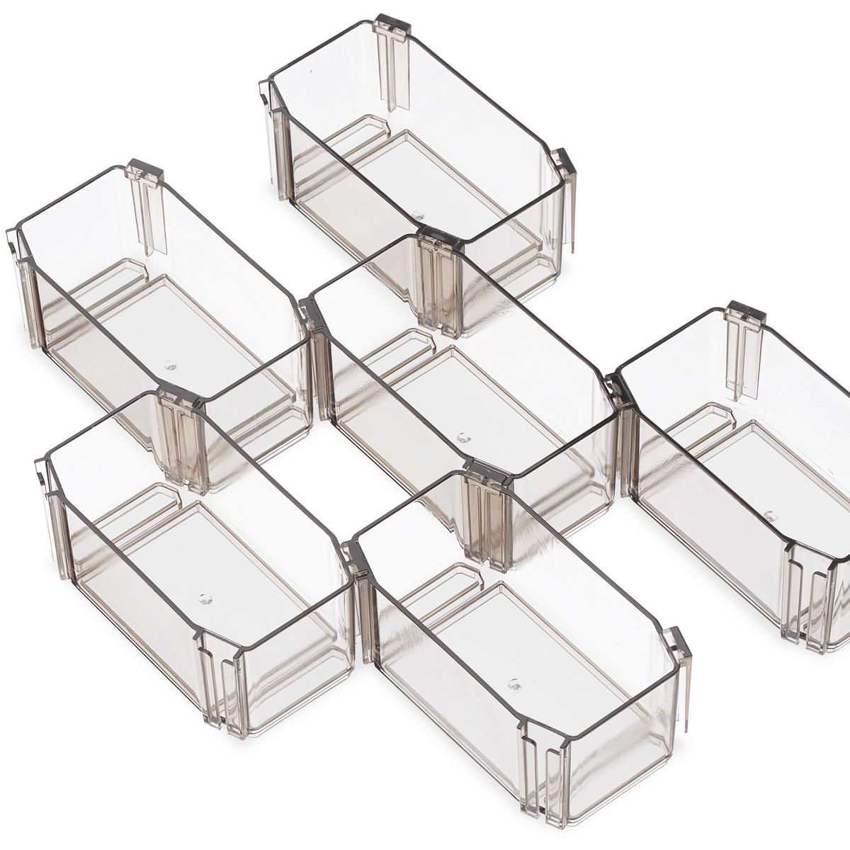 6-TLG.SCHUBLADEN-ORDNUNGSSYSTEM - Braun, Kunststoff (12/5.5/7cm) - Relaxdays