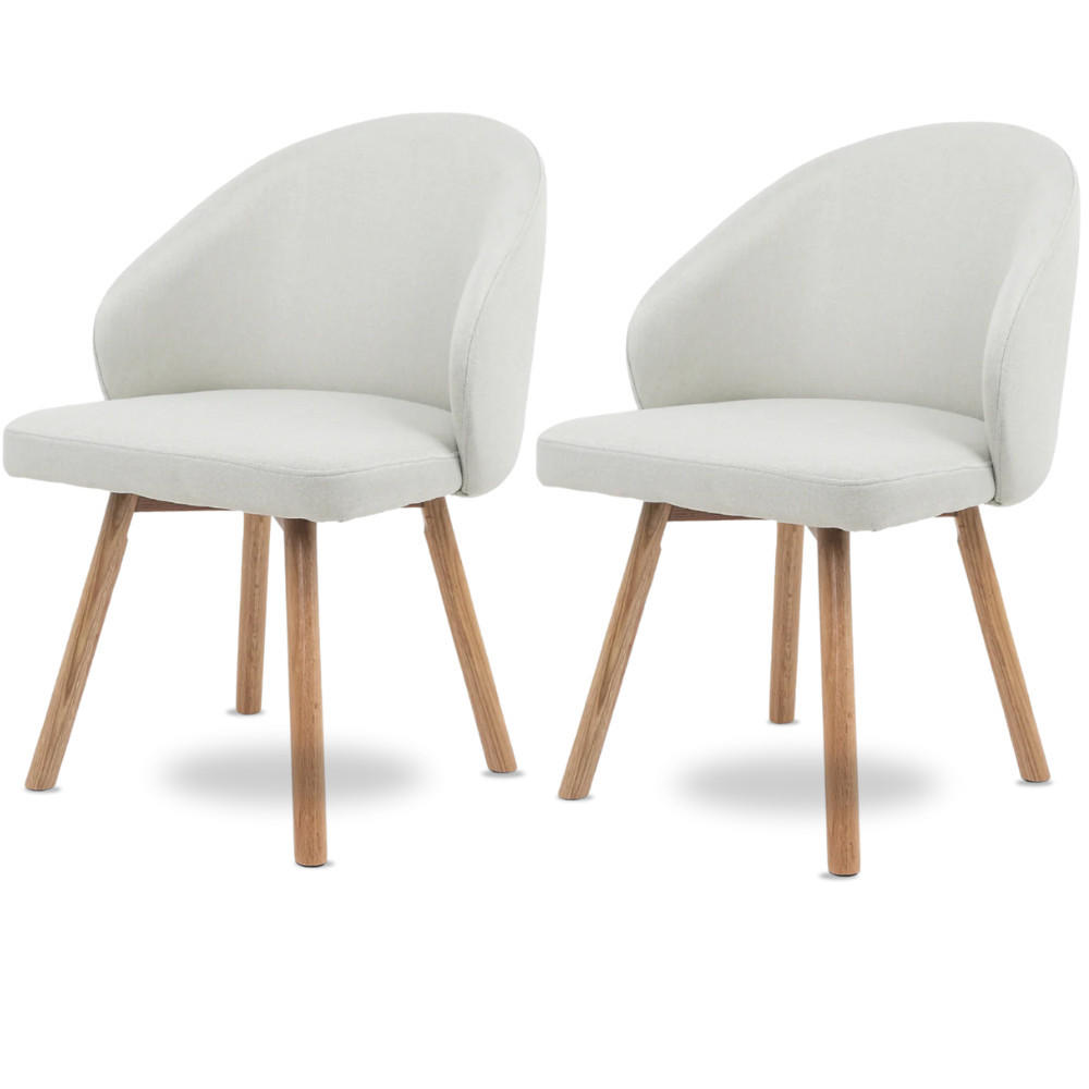 ESSZIMMERSTÜHLE 2er-Set ERIK Stoffbezug Beige Eichenholz - Beige, Eichenholz/Holz (47/85/47cm) - DELUKE