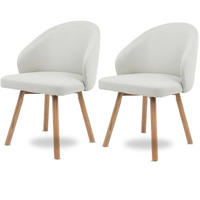 ESSZIMMERSTÜHLE 2er-Set ERIK Stoffbezug Beige Eichenholz - Beige, Eichenholz/Holz (47/85/47cm) - DELUKE