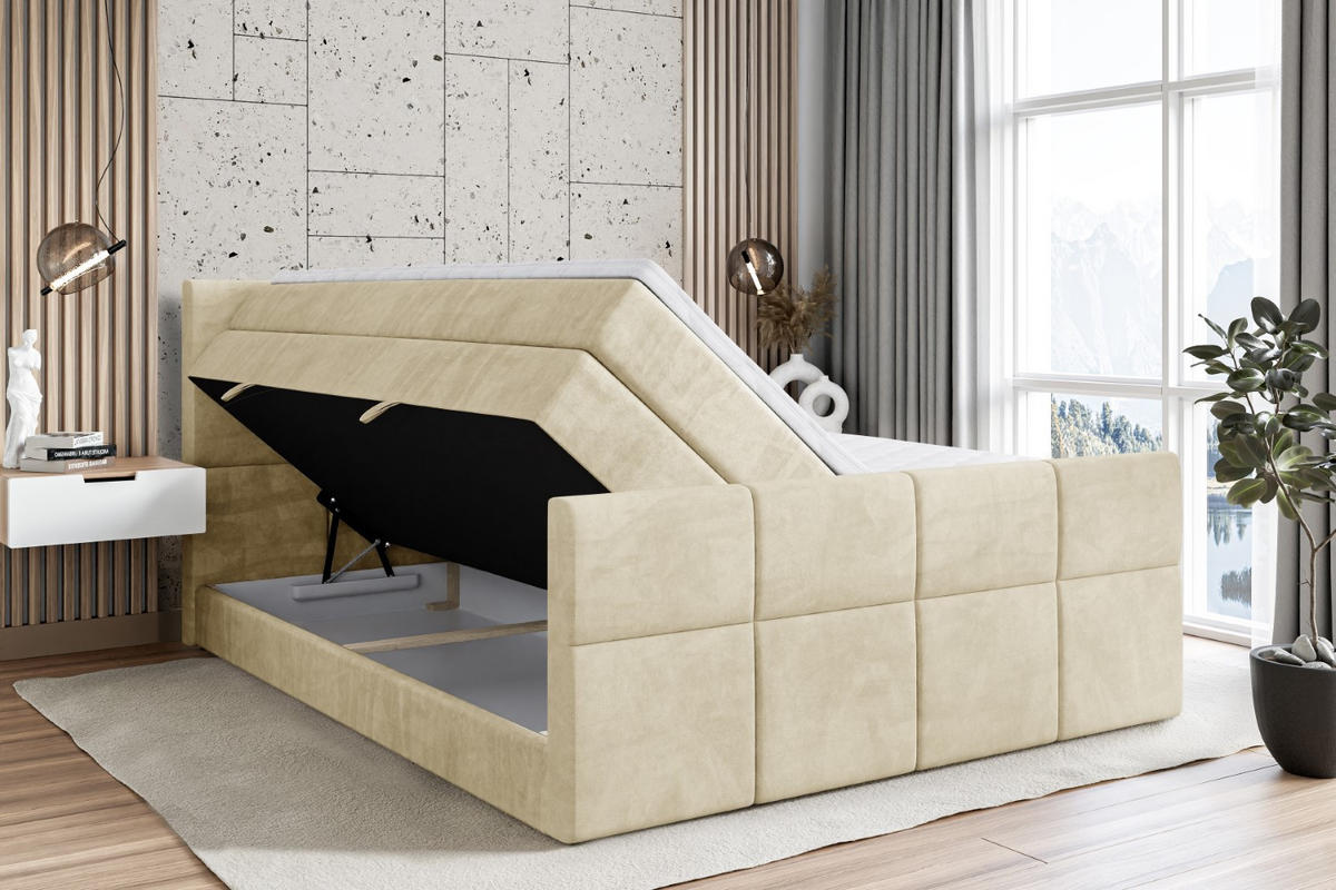 BOXSPRINGBETT ARDENI-Z KING - 140x200 - H3/H4 - Beige - Beige, Holzwerkstoff (140/200cm) - ALTDECOR
