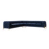 ECKSOFA Chesterfield Lexi Marineblau Samt - Goldfarben/Dunkelblau, Holz/Textil (323/323cm) - S-Style Möbel