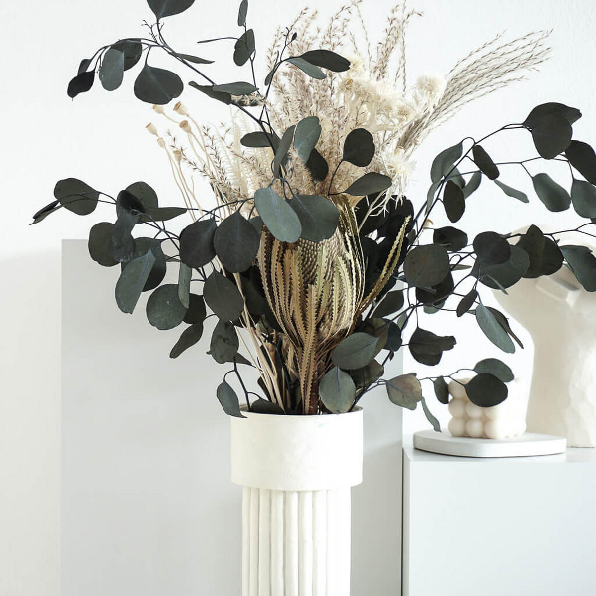 TROCKENBLUMENSTRAUSS Greeny - basic - Naturfarben, Naturmaterialien (70cm) - Lykke & You