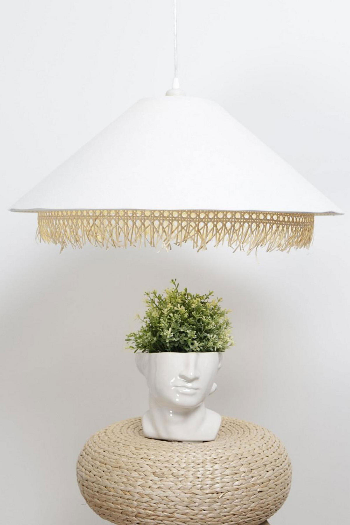 HÄNGELEUCHTE Weiß 60/26 cm - Weiß, Naturmaterialen (60/1.3/26cm) - ONZENO