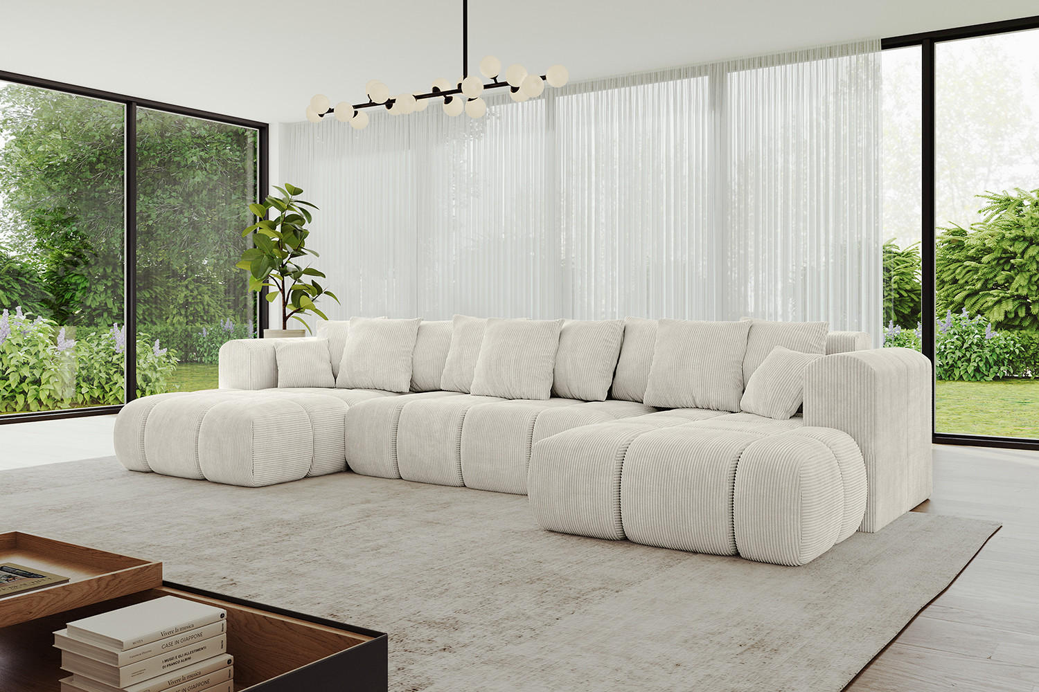 Thumbnail - Altdecor Wohnlandschaft, Hellgrau, Textil, 6-Sitzer, U-Form, 405x90x185 cm, Wohnzimmer, Sofas & Couches, Wohnlandschafte...