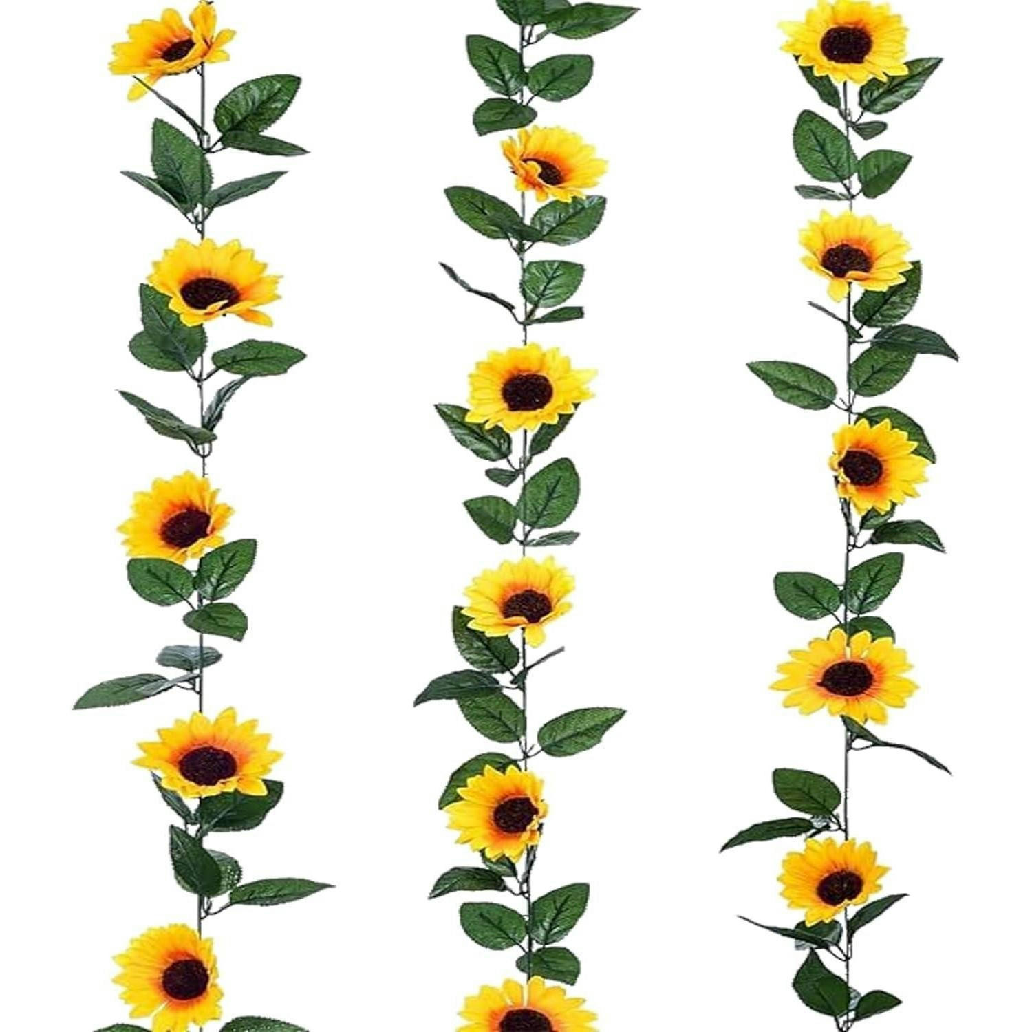 KUNSTBLUMEN-GIRLANDE Sonnenblumen 3-teiliges Set 2.45 m - Gelb, Kunststoff (8cm)