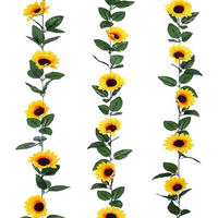 KUNSTBLUMEN-GIRLANDE Sonnenblumen 3-teiliges Set 2.45 m - Gelb, Kunststoff (8cm)