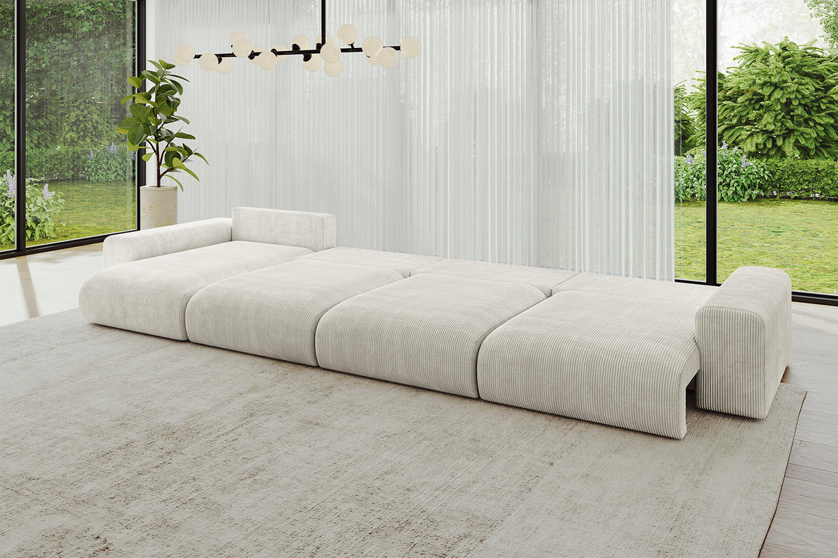 WOHNLANDSCHAFT mit Schlaffunktion ESKAR-U2-464x176x72cm Creme - Hellgrau/Creme, Holzwerkstoff/Kunststoff (176/72/464cm) - ALTDECOR