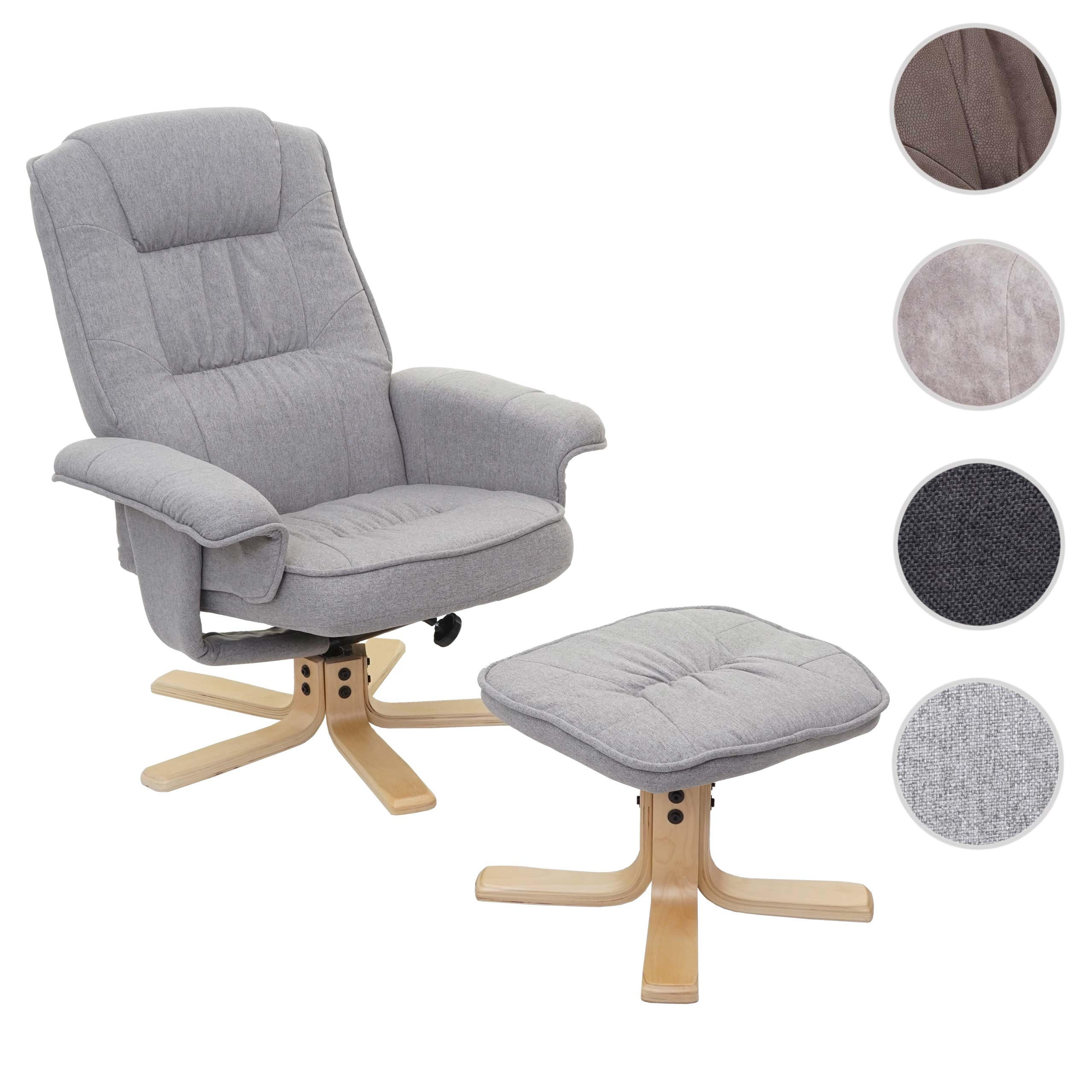 RELAXSESSEL MIT HOCKER Hellgrau - Hellgrau, Textil (80/100/70cm) - MCW