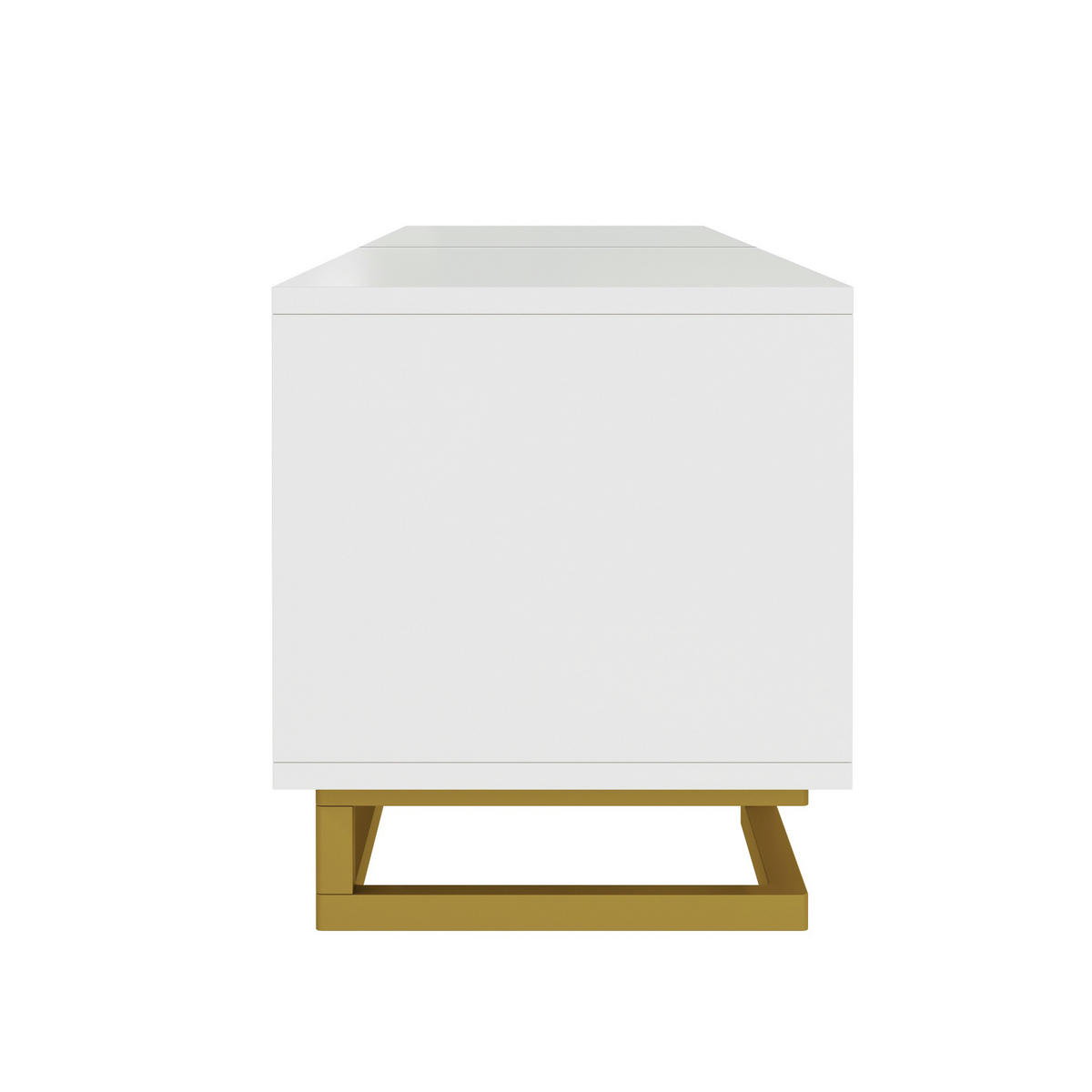 TV-SCHRANK 160/38/44,5 cm weiß mit goldenen Griffen und stabilen Metallbeinen - Weiß, Holzwerkstoff (160/44.5/38cm) - OKWISH
