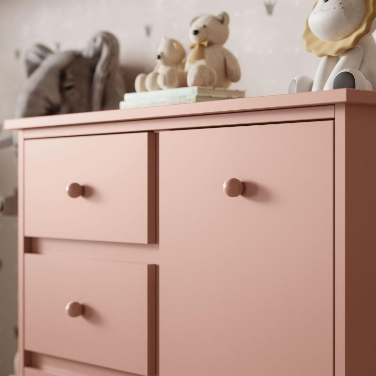 BABUSHKA Kommode mit Schubladen, Natürlich Rosa - Rosa, Holzwerkstoff (84/91/50cm)