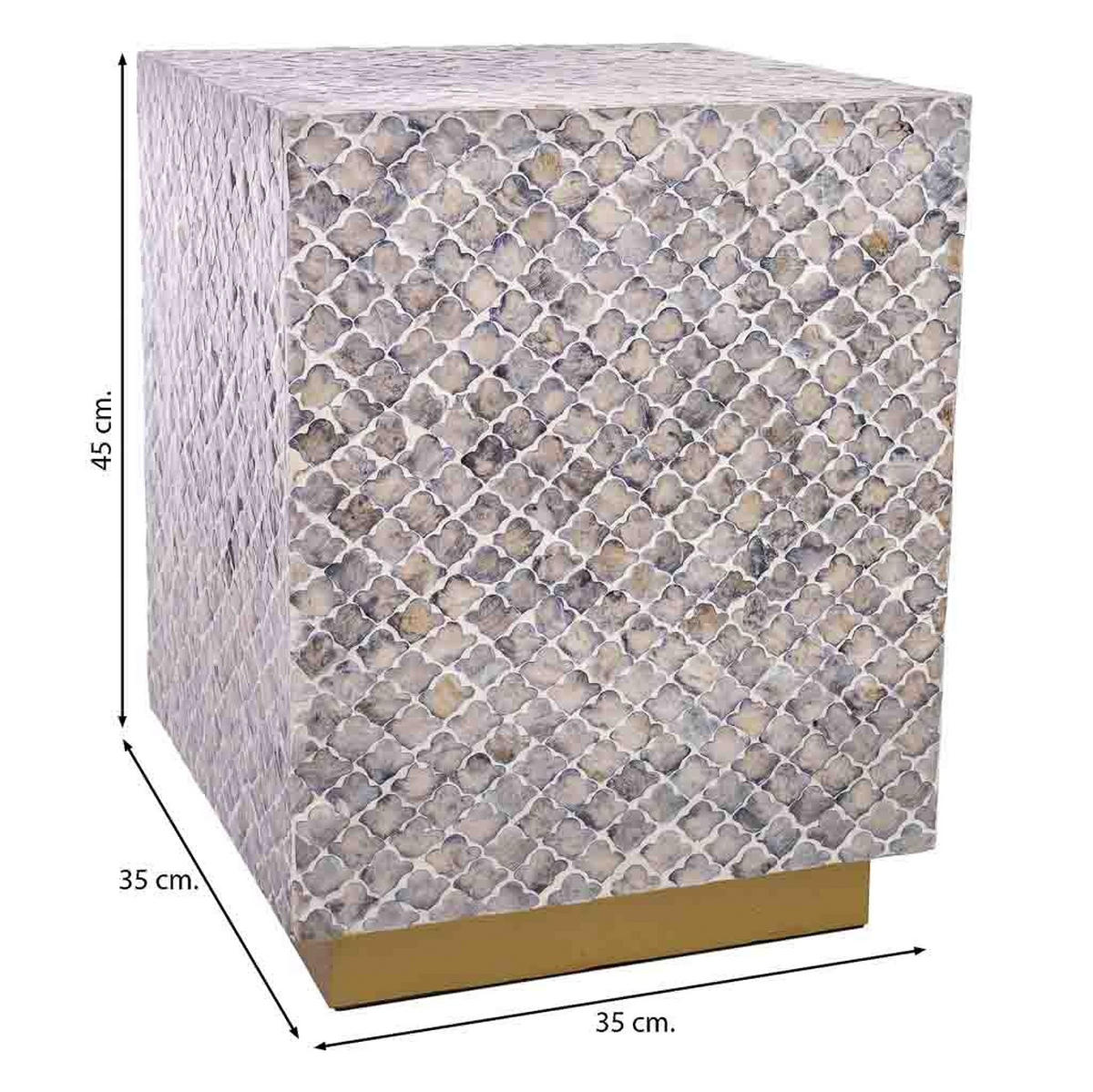 HOCKER aus Holz und Capiz, grau, 35x45cm - Grau, Holz (35/45/35cm) - Wanderlust