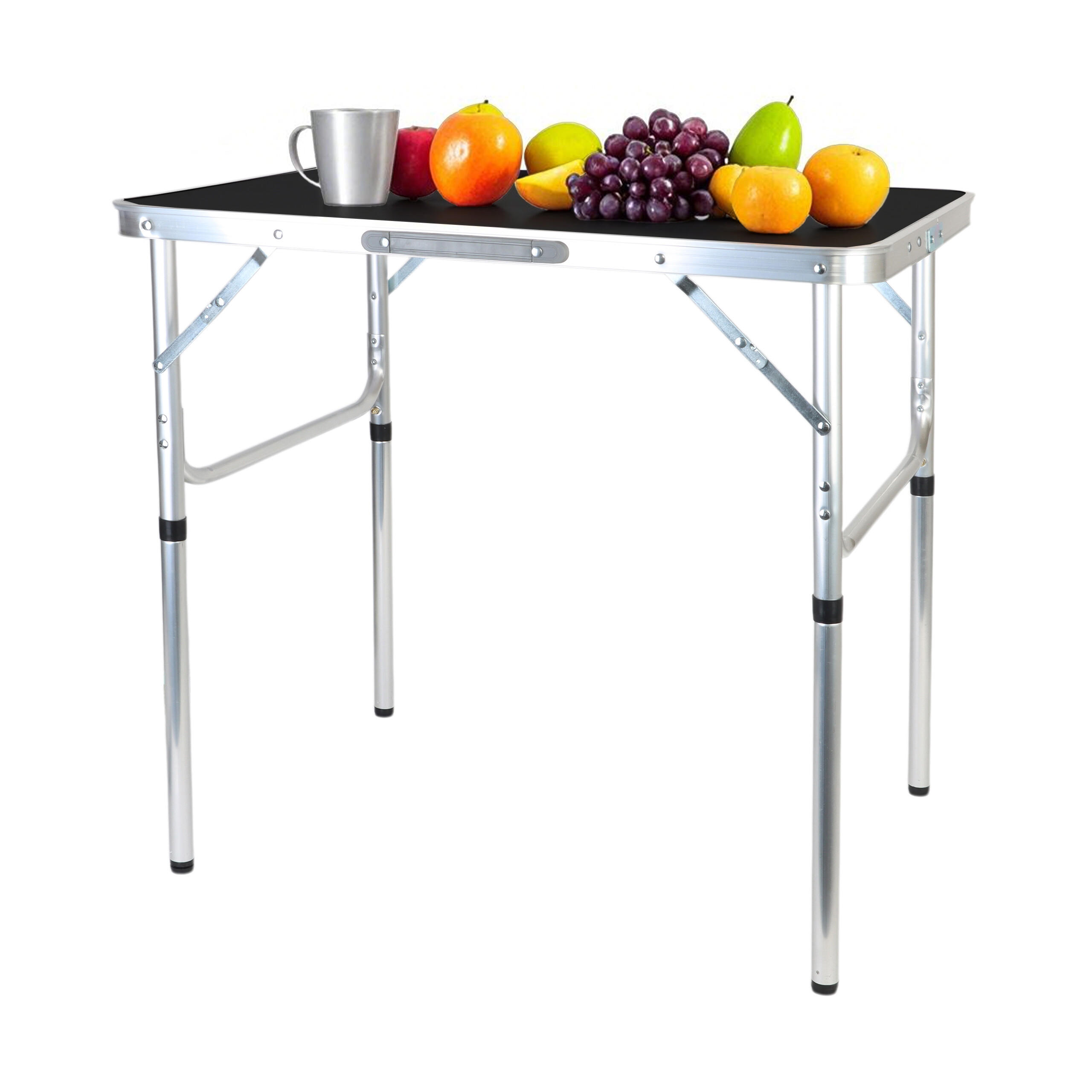 CAMPINGTISCH - Schwarz, Holzwerkstoff/Kunststoff (55/75/70cm) - Relaxdays