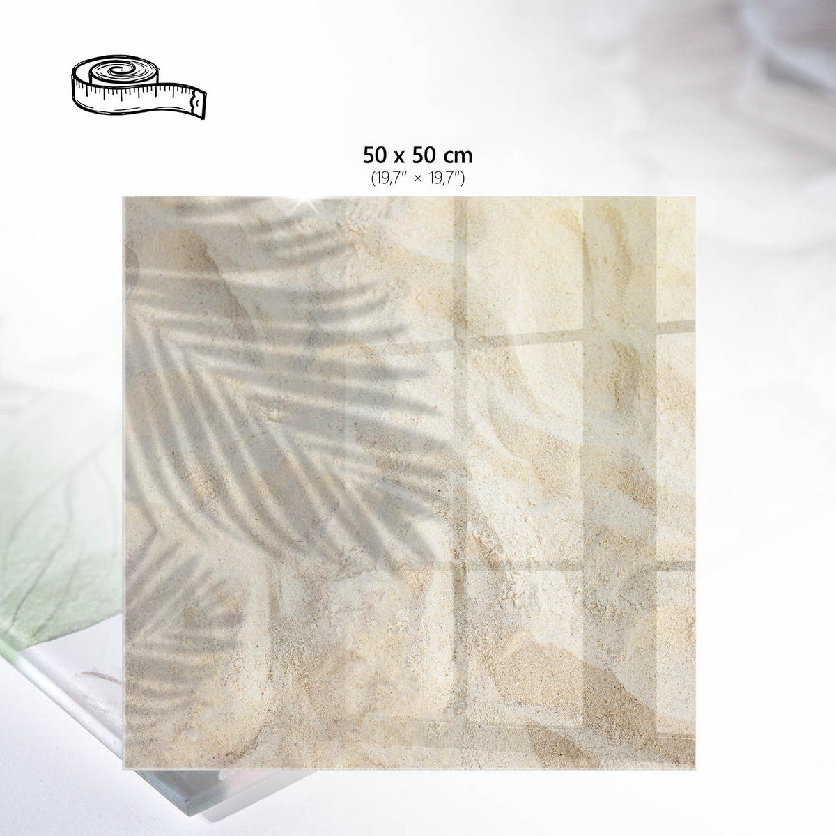 TISCHPLATTE 50x50 cm – sandige Textur - Braun, Glas (50/50/0.4cm) - Wallfluent