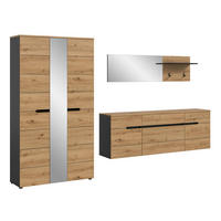 GARDEROBEN-SET Canu Artisan 296/37/190 cm - Grau, Holzwerkstoff (296/190/37cm) - Xonox