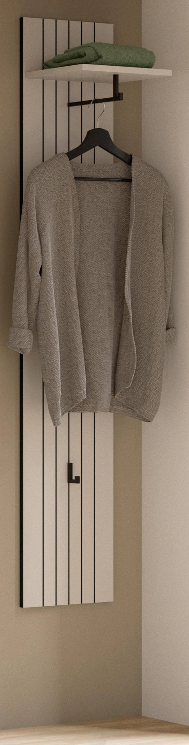 GARDEROBENPANEEL Kaschmir 31 x 160 cm, Flurgarderobe mit Kleiderstange - Kaschmir, Holzwerkstoff/Metall (31/160/27cm) - Inn.Furn