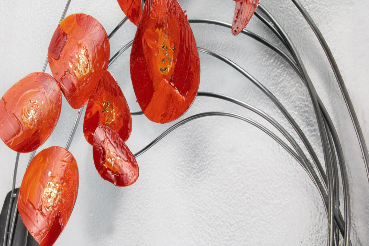 WANDDEKO Rot 70/62 cm - Rot/Grau, Metall (1.5/62/5cm) - KUNSTLOFT