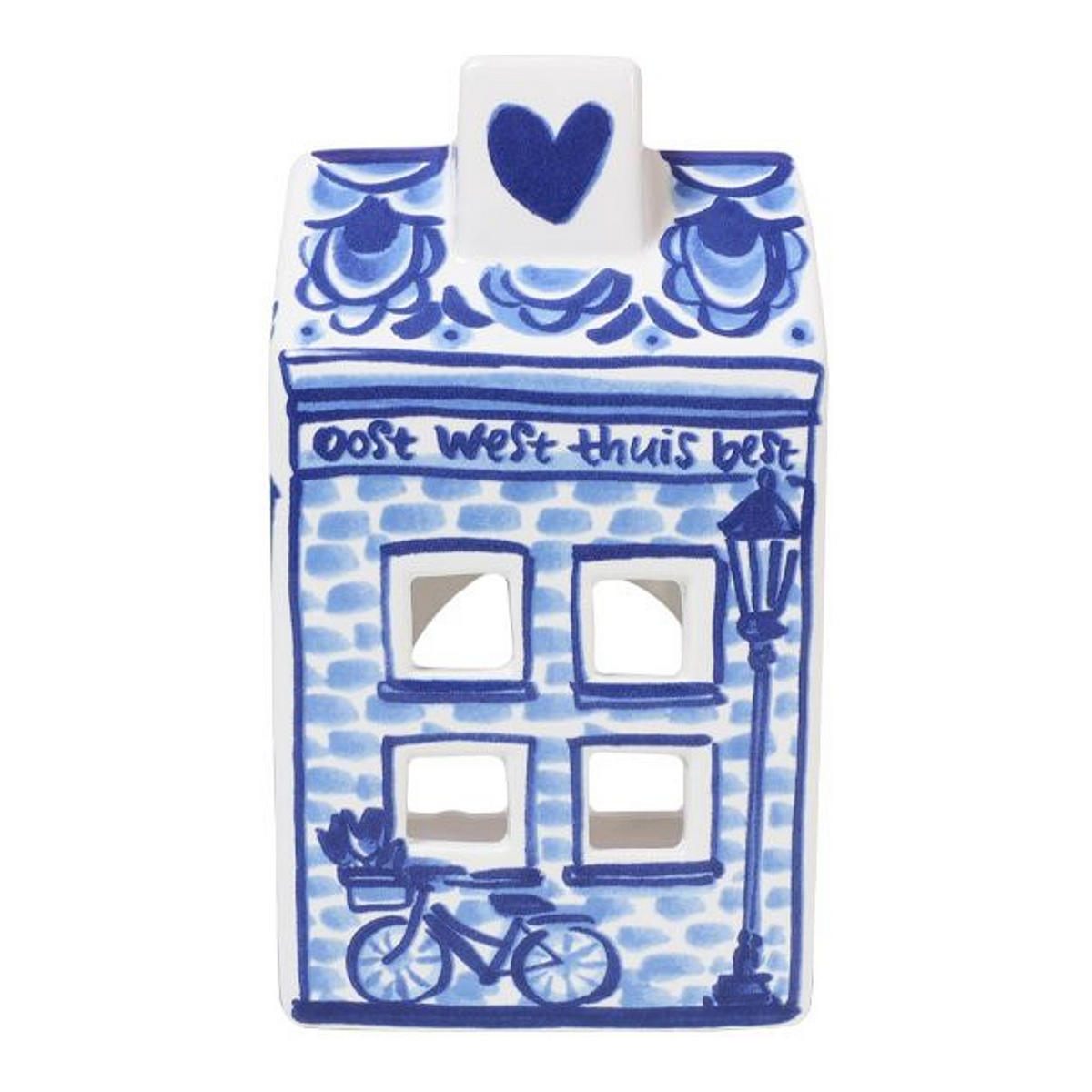 TEELICHTHALTER Häuschen in Blau - 14,5cm - Blau, Keramik (8.5/14.5/8.3cm) - Blond Amsterdam