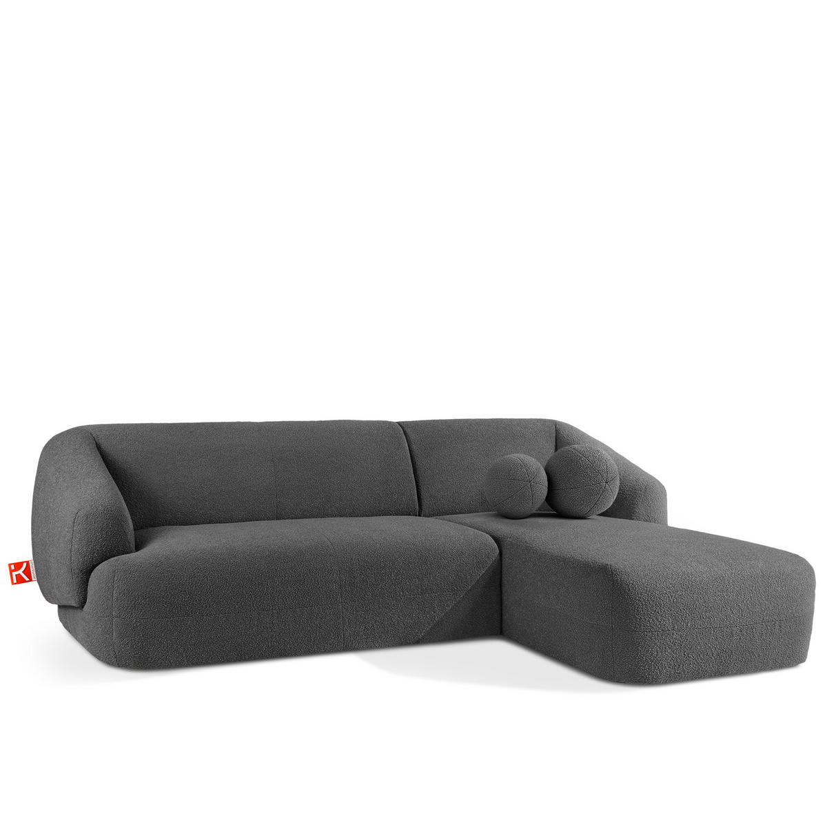 ECKSOFA RECHTS VIRA, Dunkelgrau, Bouclé - Dunkelgrau/Schwarz, Holz/Holzwerkstoff (300/160cm) - KONSIMO®